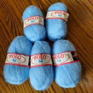 Lot of 5 Vintage Lana Moro Yarn 214 Pastel Light Baby Blue Acrylic NOS